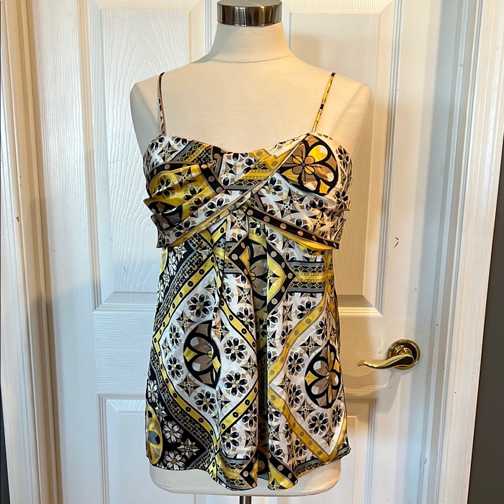 Vintage RAMPAGE Yellow and Black Patterned Spaghetti Strap Top